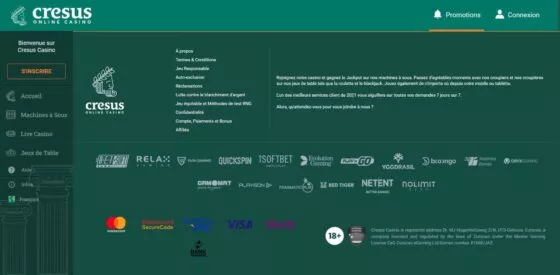 Systèmes de paiement Cresus Casino