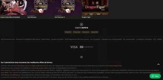 Systèmes de paiement Extra Casino