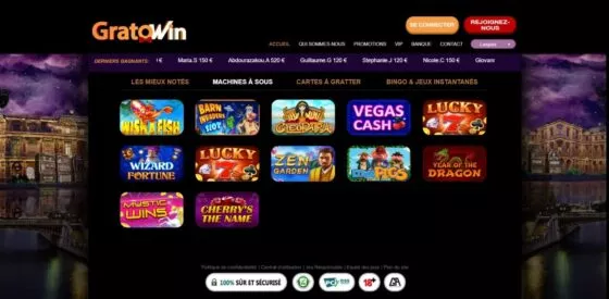 Machines à sous GratoWin Casino