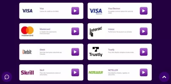 Systèmes de paiement JackpotCity Casino