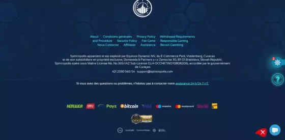 Systèmes de paiement Spintropolis Casino