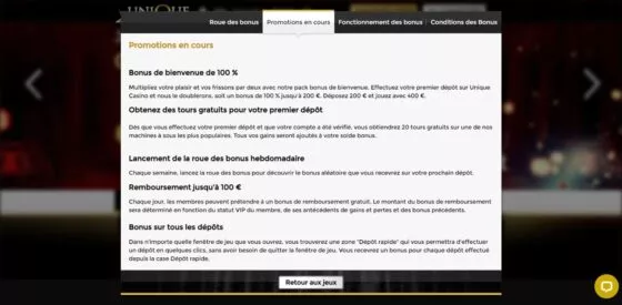 Bonus Unique Casino