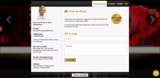 Contacts d'assistance Unique Casino
