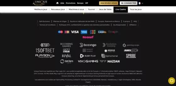 Systèmes de paiement Unique Casino