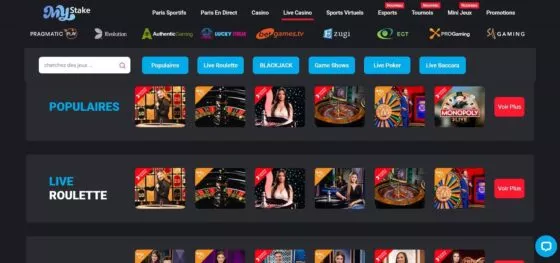 Mystake Casino en direct
