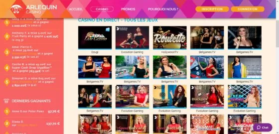 Arlequin Casino en direct