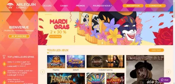 Site officiel de Arlequin Casino