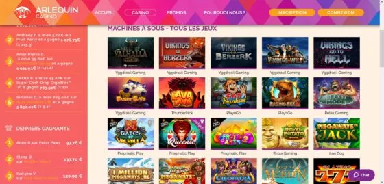 Machines à sous Arlequin Casino