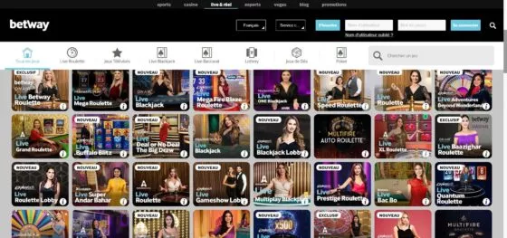 Betway Casino en direct