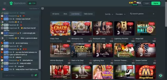 Gamdom Casino en direct