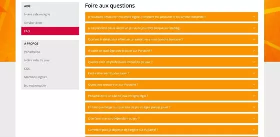 FAQ Panache Casino