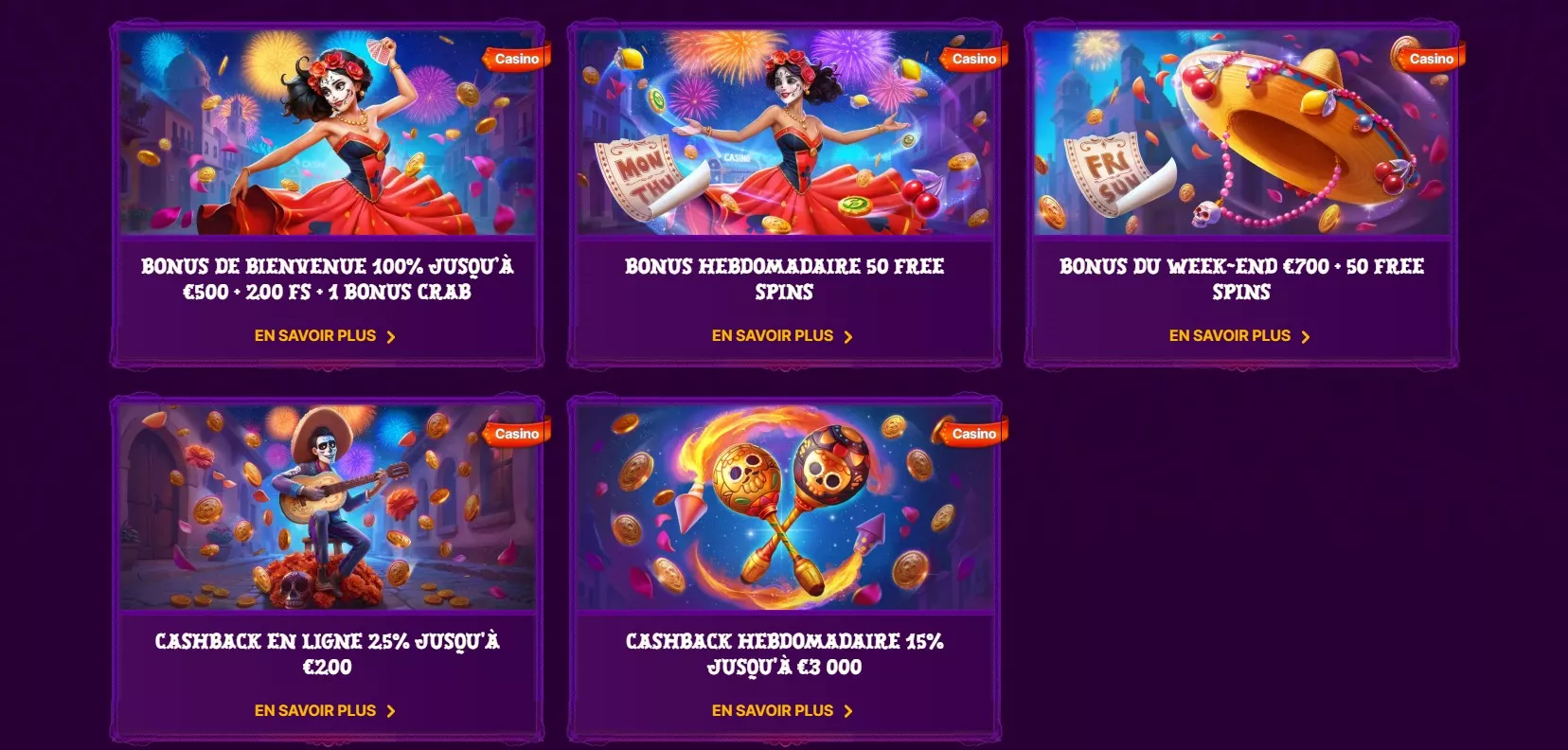 page des promotions sur le site Web duospin casino